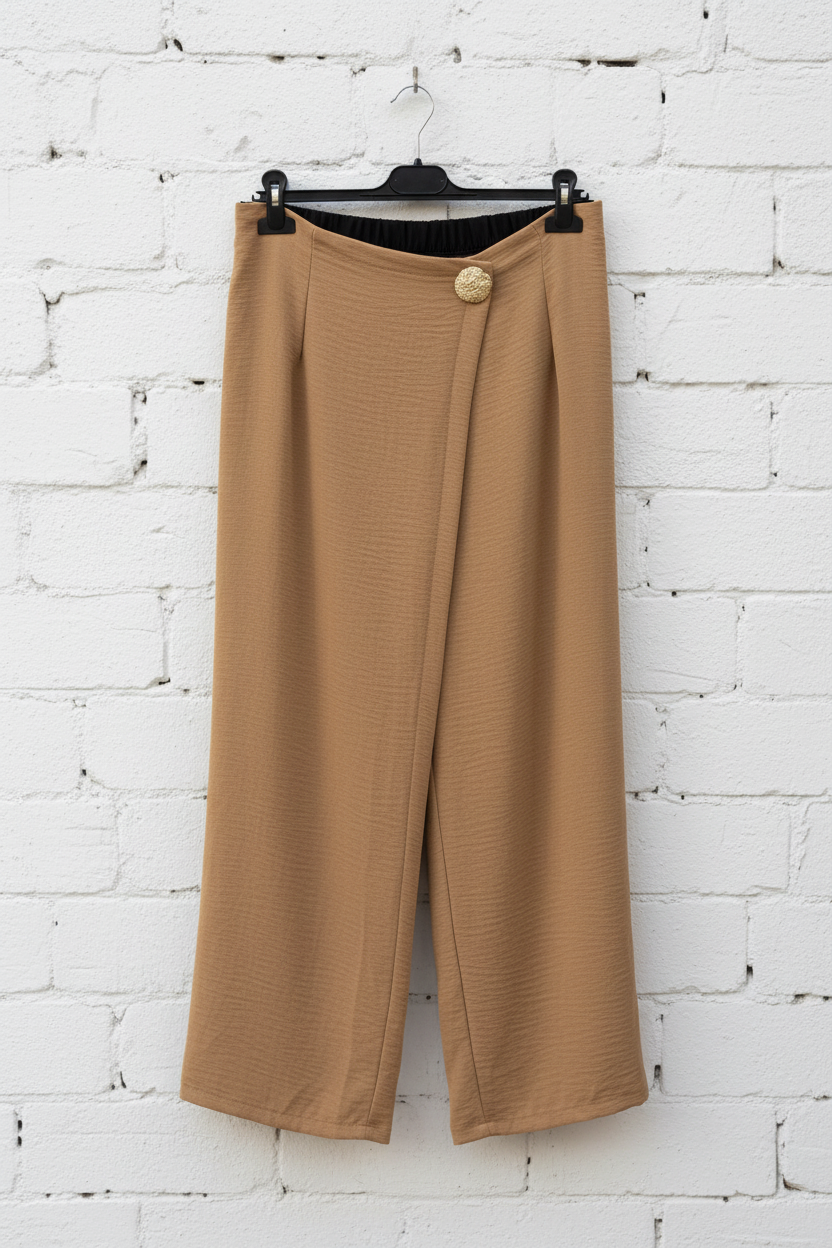 Pantalón Pareo Camel Botón Dorado