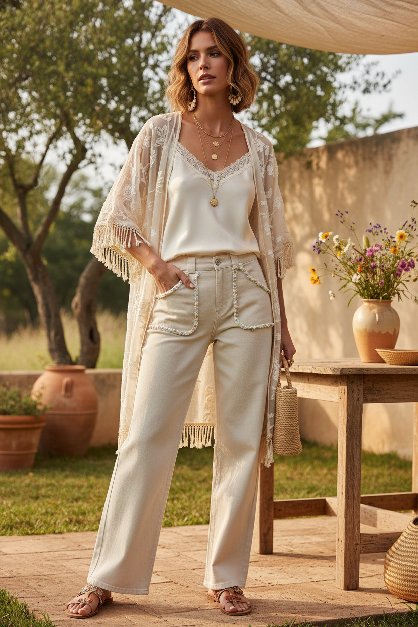 Pantalón Wide Leg con modelo
