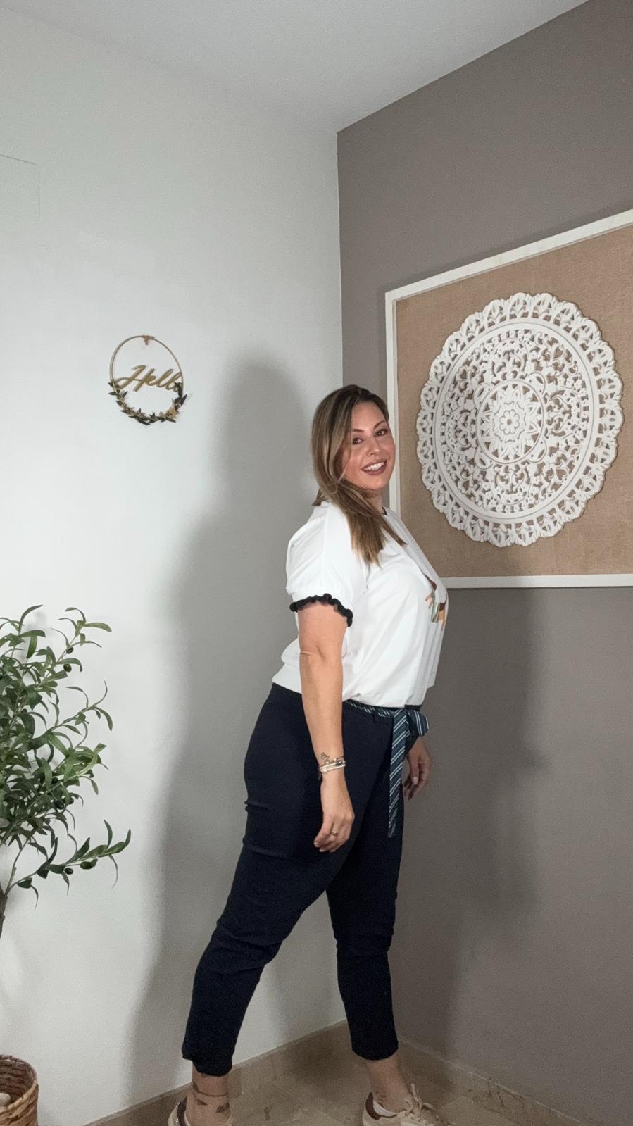 Pantalón Elástico con Volantes y Cinturón Pañuelo (5 Colores)