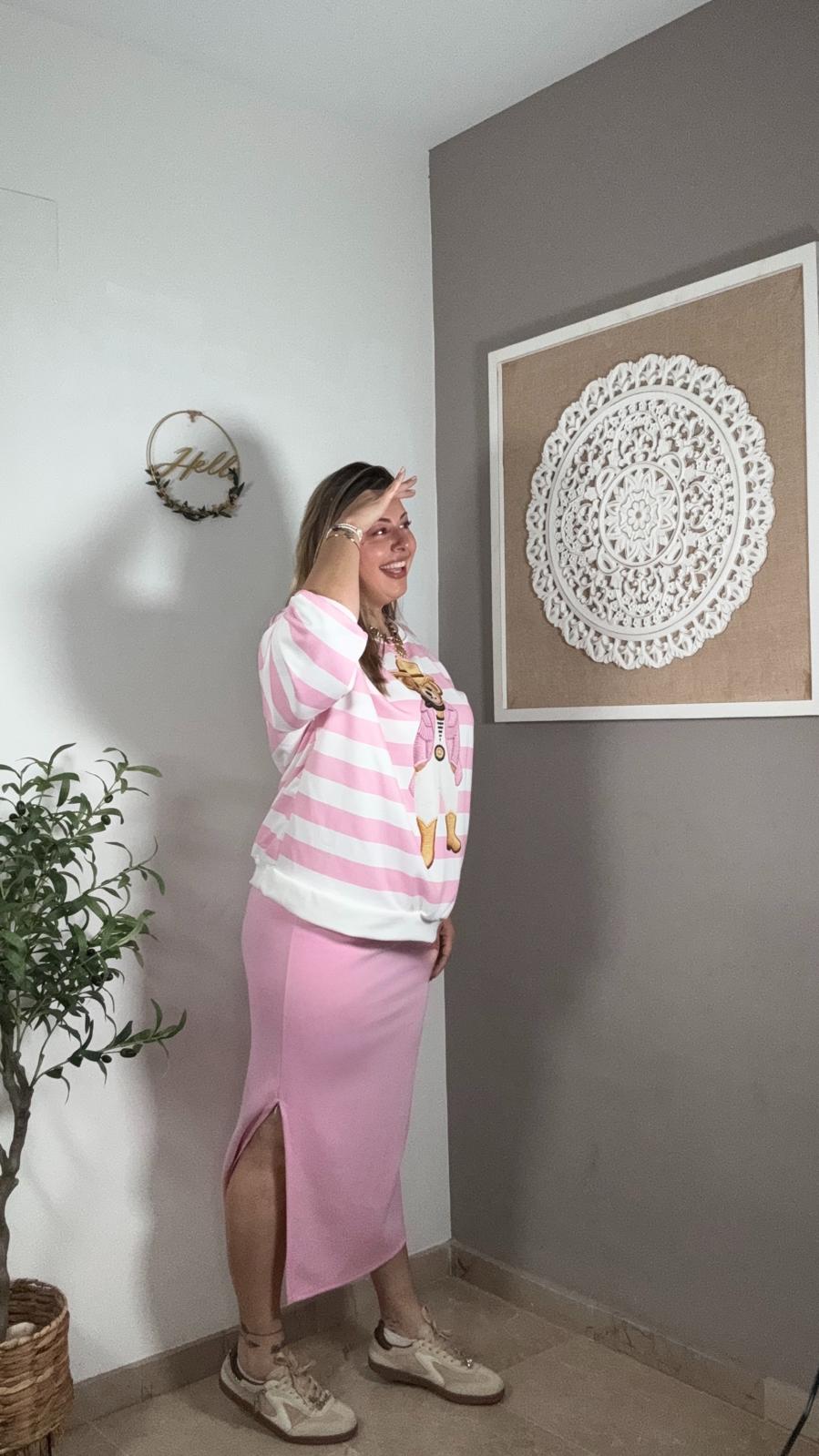 Falda Rosa Chándal con Raja lateral