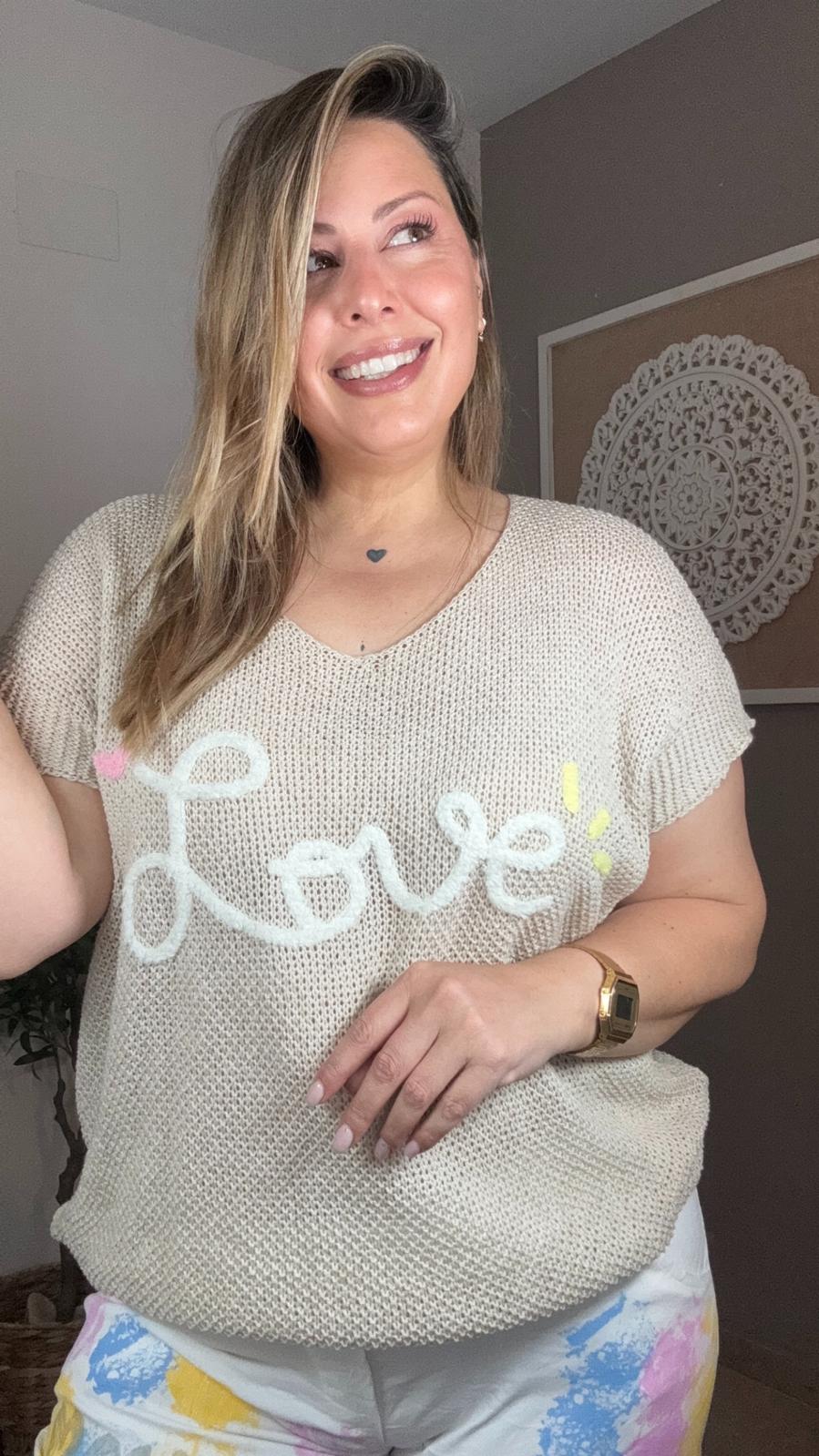 Jersey Calado Love Letras Borreguito