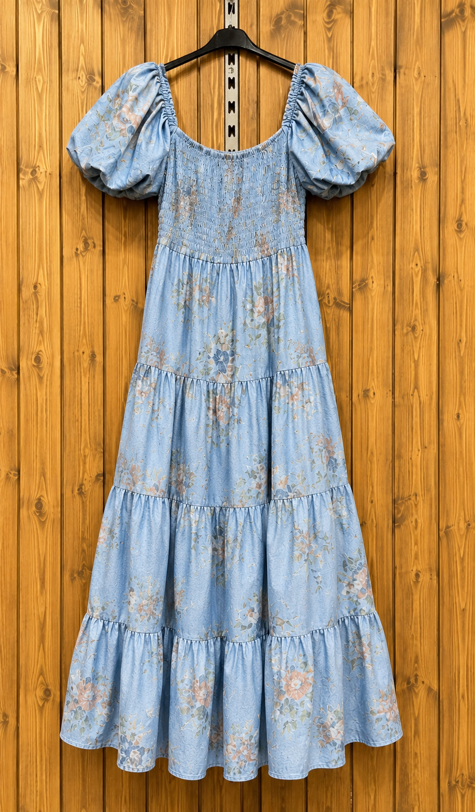 Vestido Midi Floral Puff Sleeve