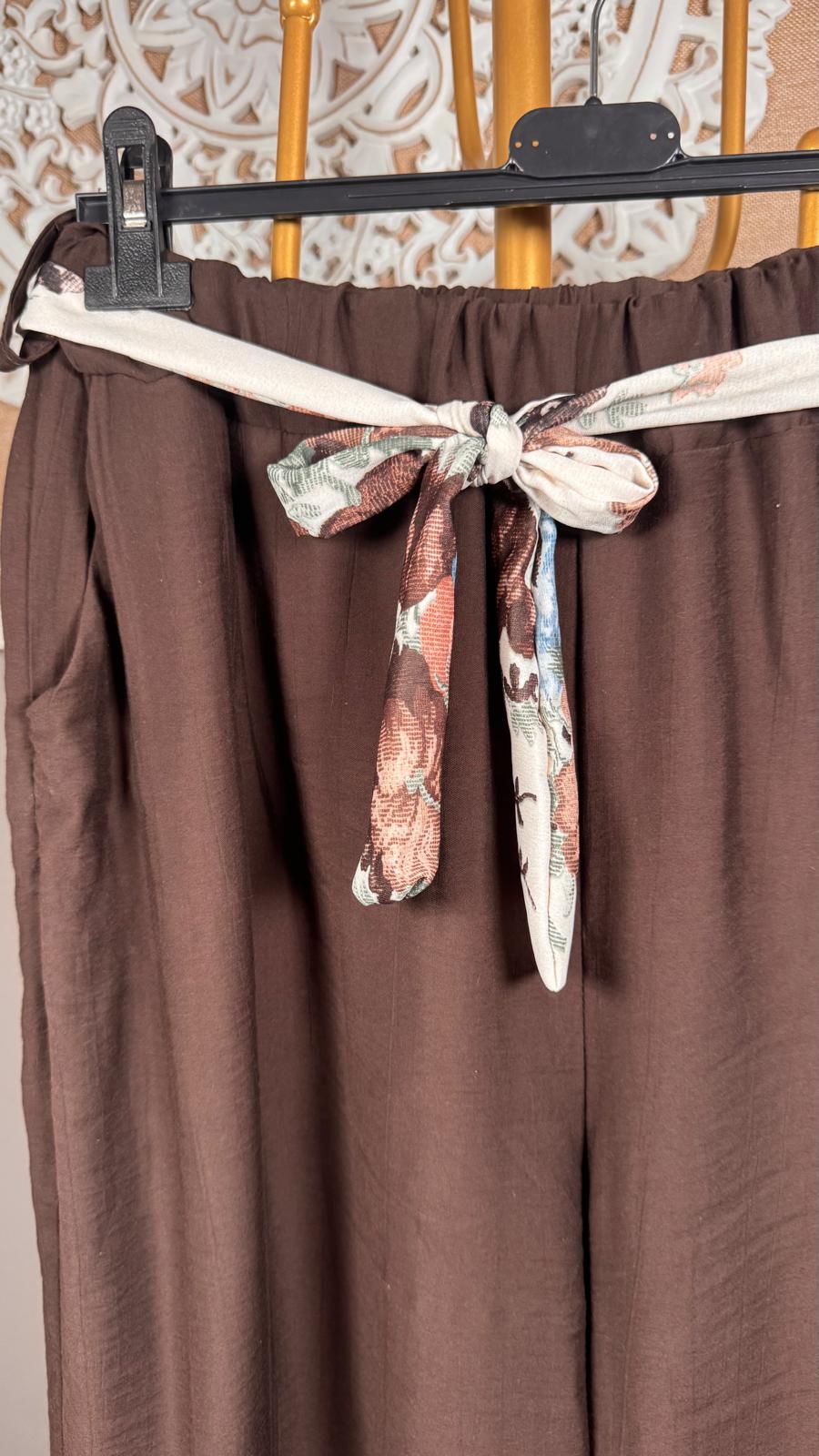 Pantalón Detalle Pañuelo Floral (2 colores)