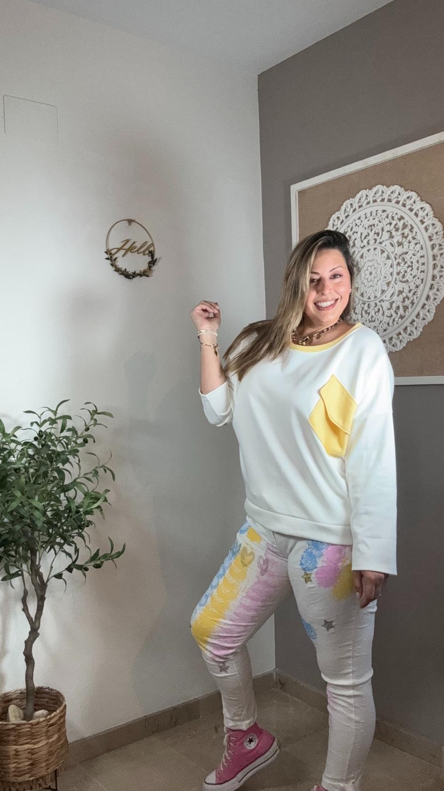 Pantalón Pintado Efecto Arrugado