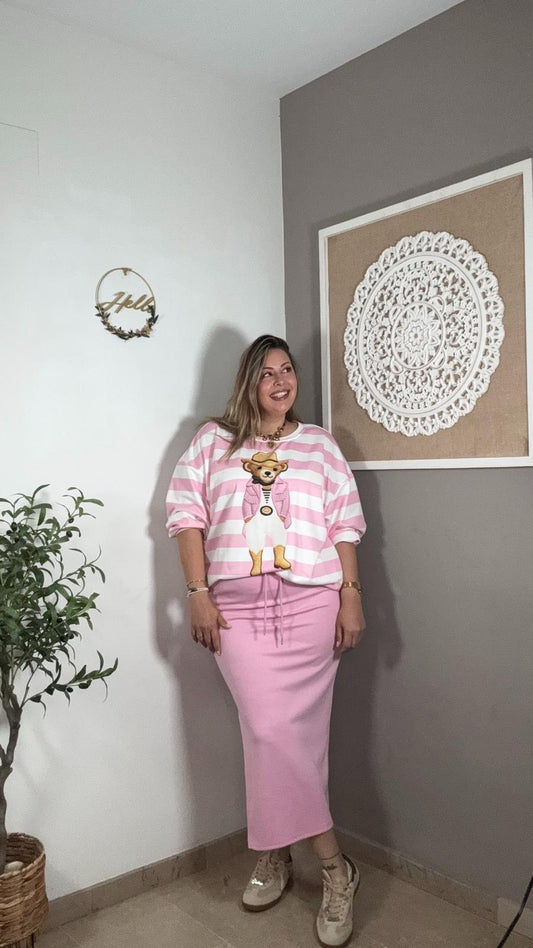 Falda Rosa Chándal con Raja lateral