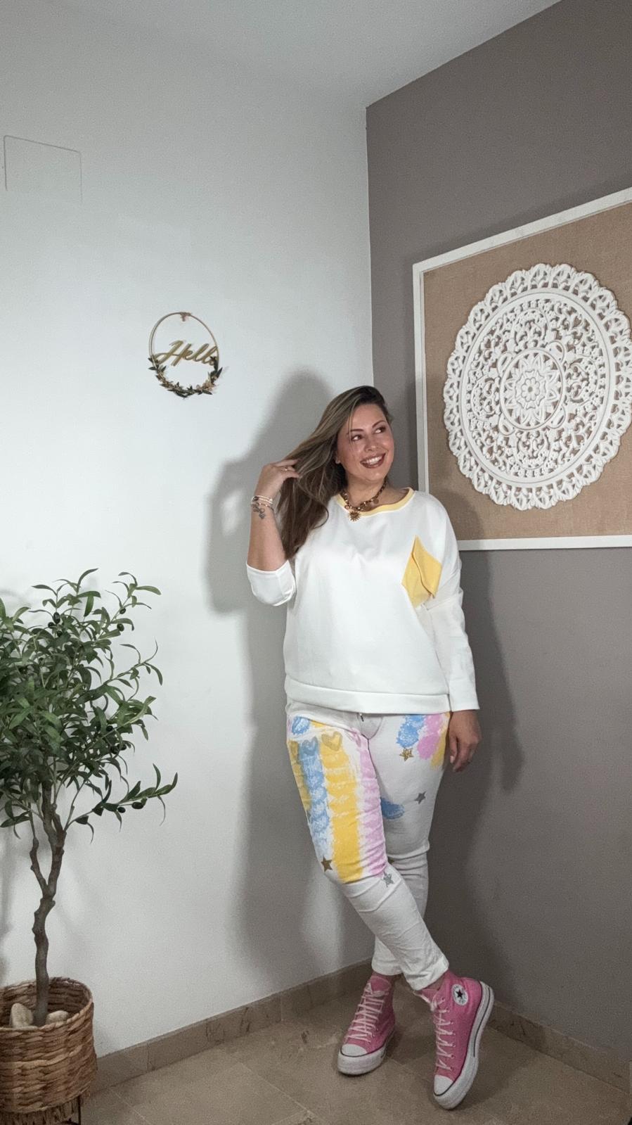 Pantalón Pintado Efecto Arrugado
