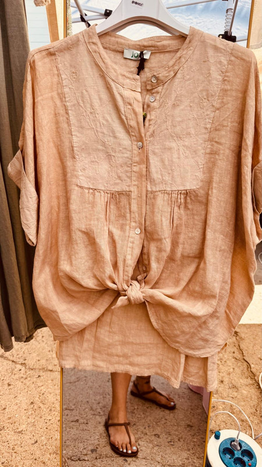 Blusa Rosa Palo con Bordado Tonal