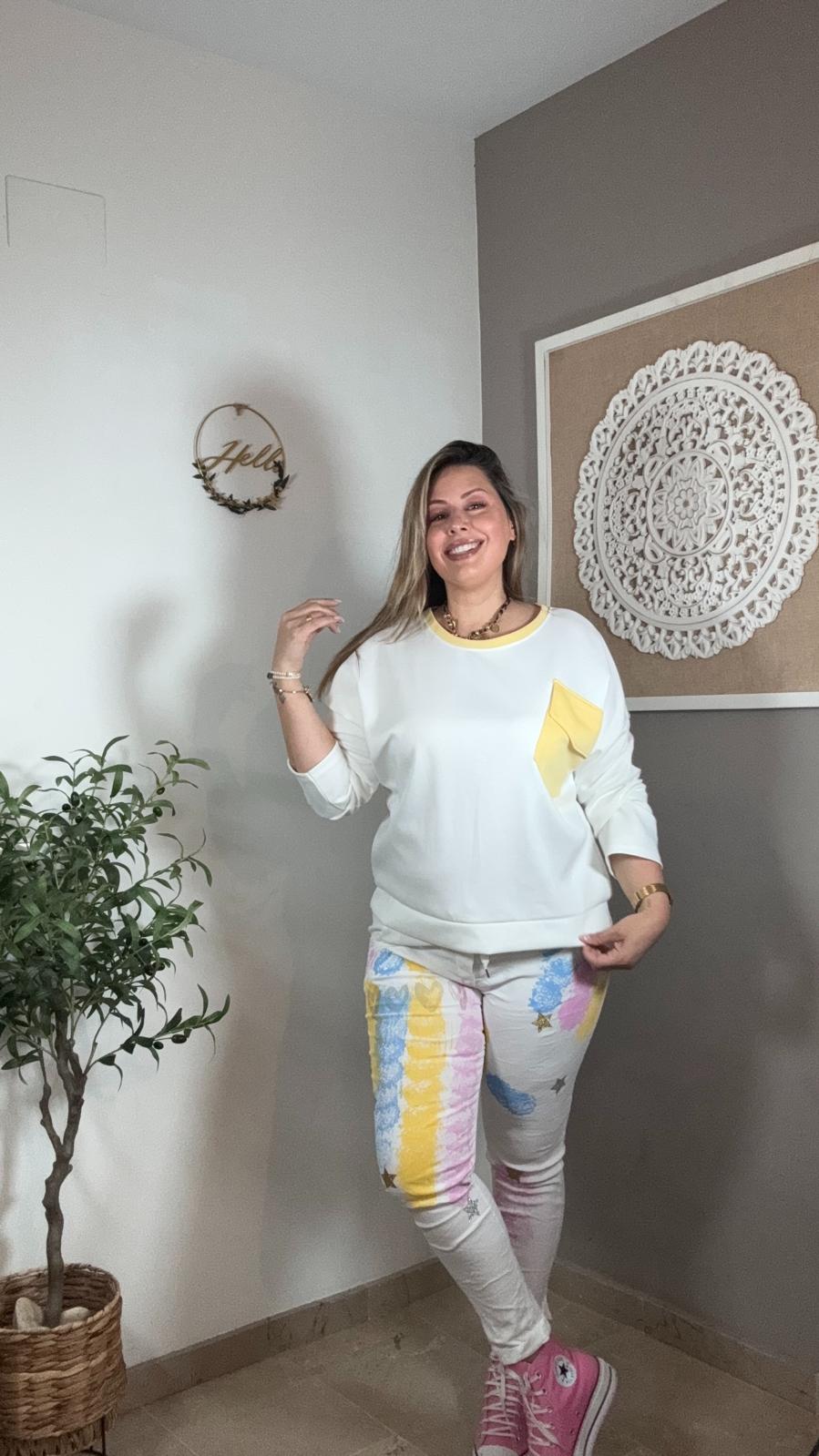 Pantalón Pintado Efecto Arrugado